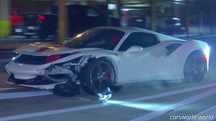 Damaged Ferrari F8 Spider Seen on LA Freeway | Carscoops